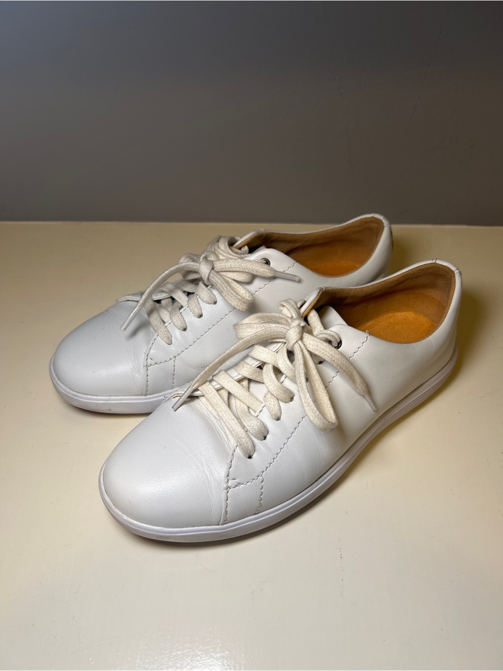 Cole Haan White Leather Sneakers with Tan Insole